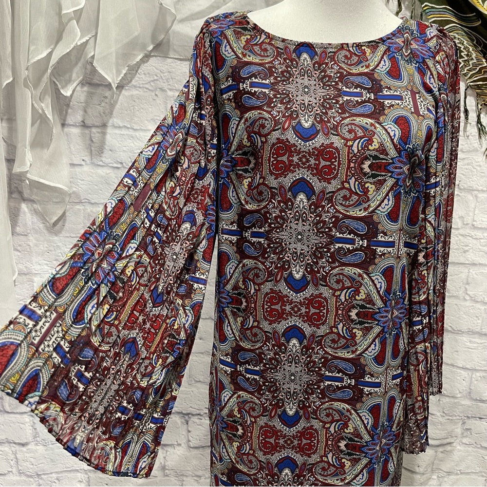 Fire Los Angeles Gorgeous Pleated Long Sleeved Pullover Dress Size XL